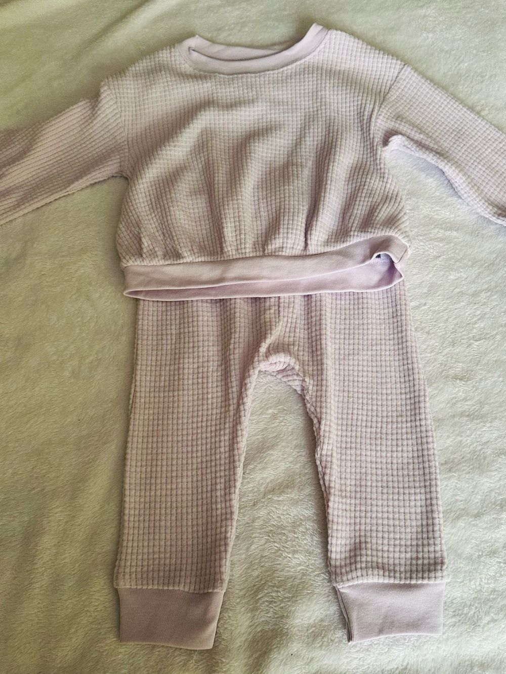 Carter's Light Pink Waffle Knit Kids Pajama Set